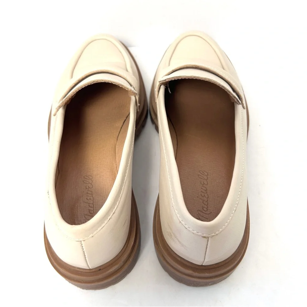 Madewell Cream Leather Lug Sole Penny Loafers - Picture 6 of 13